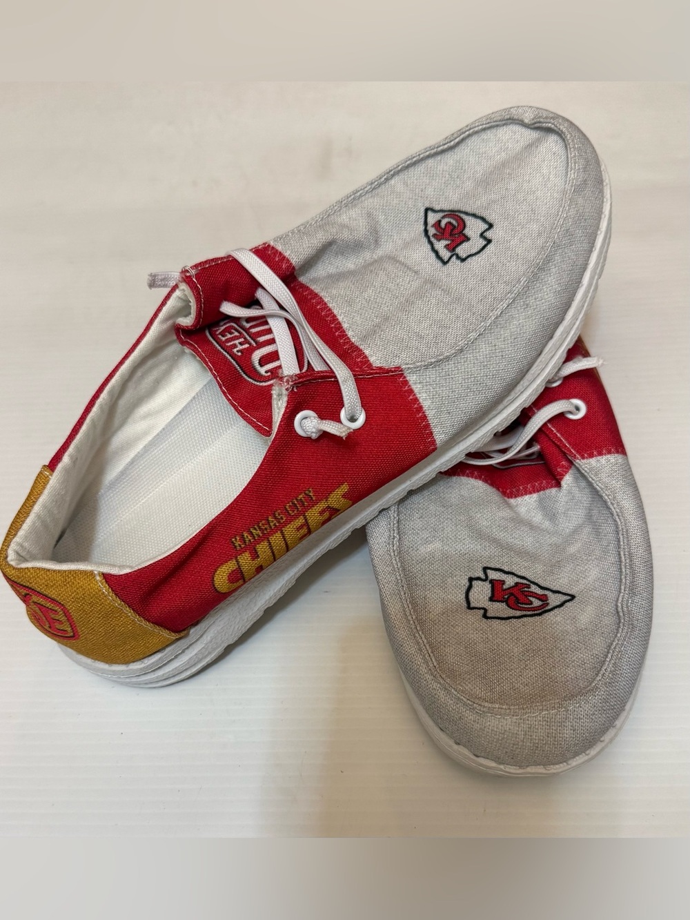 Hey Dude Kansas City Chiefs Red, Gray & Gold Slip-On Loafers